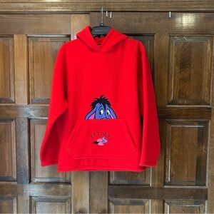 Winnie The Pooh 100Acre Collection Red Fleece Hoodie Size Large Eeyore Pullover